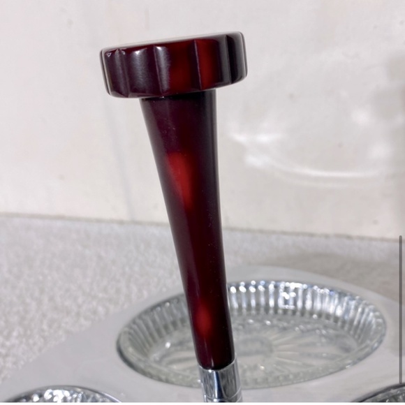 Vintage Glo Hill Gourmates Chrome Serving Tray W Bakelite Handle & Glass Dishes - Picture 6 of 15